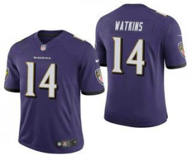 Wholesale Cheap Men\'s Baltimore Ravens #14 Sammy Watkins Purple 2021 Vapor Untouchable Stitched NFL Nike Limited Jersey