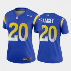 Wholesale Cheap Women\'s Royal Los Angeles Rams #20 Jalen Ramsey 2020 Stitched Jersey