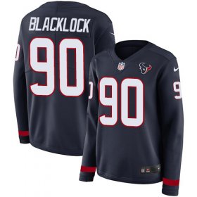 Wholesale Cheap Nike Texans #90 Ross Blacklock Navy Blue Team Color Women\'s Stitched NFL Limited Therma Long Sleeve Jersey