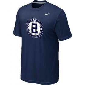Wholesale Cheap Nike New York Yankees #2 Derek Jeter Official Final Season Commemorative Logo T-Shirt Dark Blue