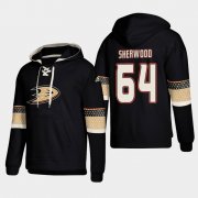 Wholesale Cheap Anaheim Ducks #64 Kiefer Sherwood Black adidas Lace-Up Pullover Hoodie