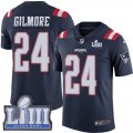 Wholesale Cheap Nike Patriots #24 Stephon Gilmore Navy Blue Super Bowl LIII Bound Men's Stitched NFL Limited Rush Jersey
