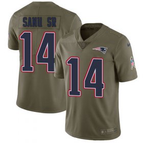 Wholesale Cheap Nike Patriots #14 Mohamed Sanu Sr Olive Youth Stitched NFL Limited 2017 Salute to Service Jersey