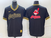 Wholesale Cheap Men's Cleveland Guardians Black Team Big Logo Cool Base Stitched Jersey