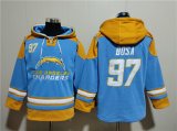 Wholesale Cheap Men's Los Angeles Chargers #97 Joey Bosa Blue Ageless Must-Have Lace-Up Pullover Hoodie