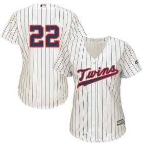 Wholesale Cheap Twins #22 Miguel Sano Cream Strip Alternate Women\'s Stitched MLB Jersey