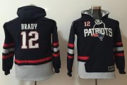 Wholesale Cheap Nike Patriots #12 Tom Brady Navy Blue/Grey Youth Name & Number Pullover NFL Hoodie