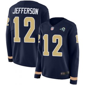 Wholesale Cheap Nike Rams #12 Van Jefferson Navy Blue Team Color Women\'s Stitched NFL Limited Therma Long Sleeve Jersey