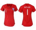 Wholesale Cheap Women's England #1 Butland Away Soccer Country Jersey