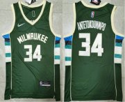 Wholesale Cheap Men's Milwaukee Bucks #34 Giannis Antetokounmpo 75th Anniversary Diamond Green 2021 Stitched Jersey