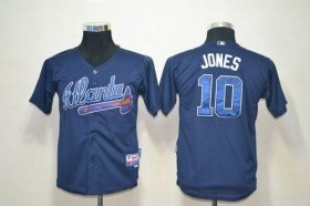 Wholesale Cheap Braves #10 Chipper Jones Blue Cool Base Stitched Youth MLB Jersey