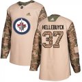 Wholesale Cheap Adidas Jets #37 Connor Hellebuyck Camo Authentic 2017 Veterans Day Stitched NHL Jersey
