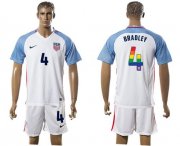Wholesale Cheap USA #4 Bradley White Rainbow Soccer Country Jersey