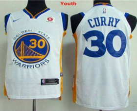 Cheap Youth Golden State Warriors #30 Stephen Curry White 2017-2018 Nike Swingman Rakuten Stitched NBA Jersey