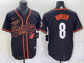 Wholesale Cheap Men\'s Baltimore Orioles #8 Cal Ripken Jr Black With Patch Cool Base Stitched Baseball Jersey