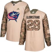 Wholesale Cheap Adidas Blue Jackets #28 Oliver Bjorkstrand Camo Authentic 2017 Veterans Day Stitched NHL Jersey