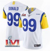 Wholesale Cheap Men's Los Angeles Rams #99 Aaron Donald 2022 White Super Bowl LVI Vapor Limited Stitched Jersey