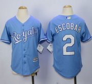 Wholesale Cheap Royals #2 Alcides Escobar Light Blue Alternate 1 Cool Base Stitched Youth MLB Jersey