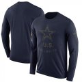 Wholesale Cheap Men's Dallas Cowboys Nike Navy Salute to Service Sideline Legend Performance Long Sleeve T-Shirt