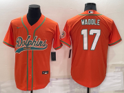 Wholesale Cheap Men's Miami Dolphins #17 Jaylen Waddle Orange Stitched Cool Base Nike Baseball Jersey