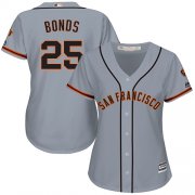 Wholesale Cheap Giants #25 Barry Bonds Grey Road Women's Stitched MLB Jersey