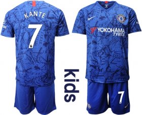 Wholesale Cheap Chelsea #7 Kante Blue Home Kid Soccer Club Jersey