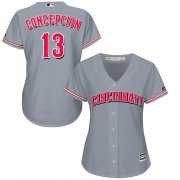 Wholesale Cheap Reds #13 Dave Concepcion Grey Road Women's Stitched MLB Jersey