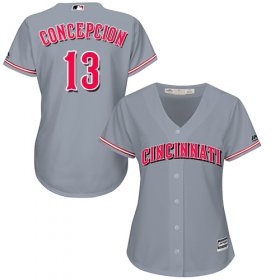 Wholesale Cheap Reds #13 Dave Concepcion Grey Road Women\'s Stitched MLB Jersey