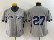 Wholesale Cheap Women's New York Yankees #27 Giancarlo Stanton Grey No Name Stitched Cool Base Jersey