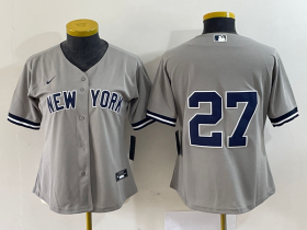 Wholesale Cheap Women\'s New York Yankees #27 Giancarlo Stanton Grey No Name Stitched Cool Base Jersey
