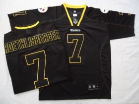 Wholesale Cheap Steelers #7 Ben Roethlisberger Black Field Shadow Stitched NFL Jersey