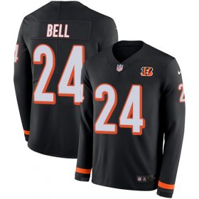 Wholesale Cheap Nike Bengals #24 Vonn Bell Black Team Color Youth Stitched NFL Limited Therma Long Sleeve Jersey