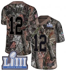 Wholesale Cheap Nike Patriots #12 Tom Brady Camo Super Bowl LIII Bound Men\'s Stitched NFL Limited Rush Realtree Jersey