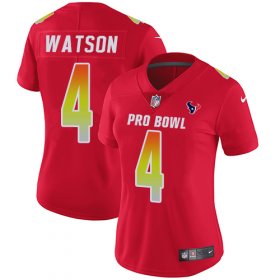 Wholesale Cheap Nike Texans #4 Deshaun Watson Red Women\'s Stitched NFL Limited AFC 2019 Pro Bowl Jersey