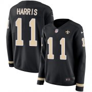 Wholesale Cheap Nike Saints #11 Deonte Harris Black Team Color Women's Stitched NFL Limited Therma Long Sleeve Jersey