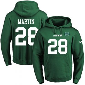 Wholesale Cheap Nike Jets #28 Curtis Martin Green Name & Number Pullover NFL Hoodie