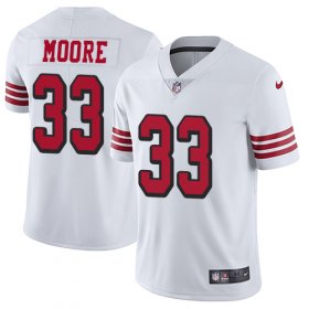 Wholesale Cheap Nike 49ers #33 Tarvarius Moore White Rush Men\'s Stitched NFL Vapor Untouchable Limited Jersey