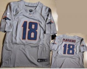 Wholesale Cheap Nike Broncos #18 Peyton Manning New Grey Shadow Men\'s Stitched NFL Elite Jersey