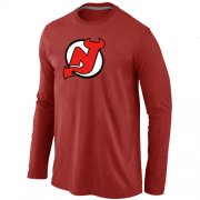 Wholesale Cheap NHL New Jersey Devils Big & Tall Logo Long Sleeves T-Shirt Red