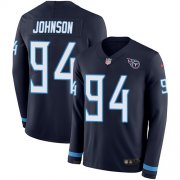 Wholesale Cheap Nike Titans #94 Austin Johnson Navy Blue Team Color Men's Stitched NFL Limited Therma Long Sleeve Jersey