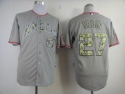 Wholesale Cheap Angels of Anaheim #27 Mike Trout Grey USMC Cool Base Stitched MLB Jersey