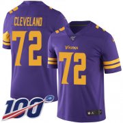 Wholesale Cheap Nike Vikings #72 Ezra Cleveland Purple Men's Stitched NFL Limited Rush 100th Season Jersey