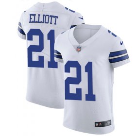 Wholesale Cheap Nike Cowboys #21 Ezekiel Elliott White Men\'s Stitched NFL Vapor Untouchable Elite Jersey
