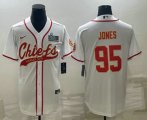 Cheap Men's Kansas City Chiefs #95 Chris Jones White With Super Bowl LVII Patch Cool Base Stitched Baseball Jersey