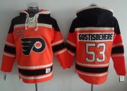 Wholesale Cheap Flyers #53 Shayne Gostisbehere Orange Sawyer Hooded Sweatshirt Stitched NHL Jersey