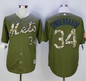 Wholesale Cheap Mets #34 Noah Syndergaard Green Camo New Cool Base Stitched MLB Jersey