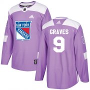 Wholesale Cheap Adidas Rangers #9 Adam Graves Purple Authentic Fights Cancer Stitched NHL Jersey