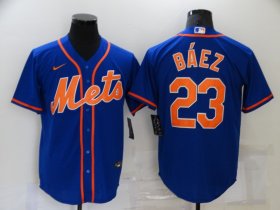 Wholesale Cheap Men\'s New York Mets #23 Javier Baez Blue Stitched MLB Cool Base Nike Jersey
