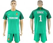 Wholesale Cheap Monaco #1 Subasic Green Goalkeeper Soccer Club Jersey