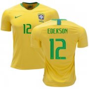 Wholesale Cheap Brazil #12 Ederson Home Kid Soccer Country Jersey